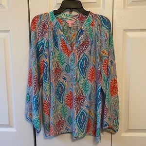 Multicolor 100% silk Lilly Pulitzer blouse